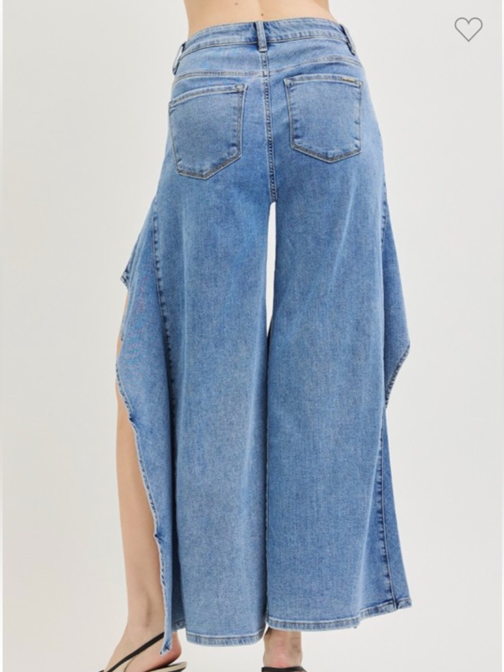 Risen Blue Denim Ruffle Wide Leg Flare Jeans SZ 9/29 - Picture 3 of 6